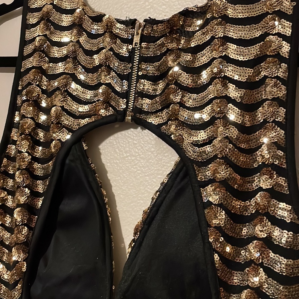 Gold Sequin Mini Dress (NWOT) - Picture 3 of 4